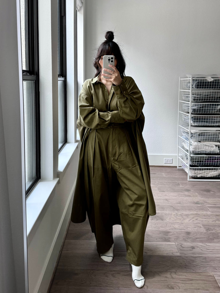 Kaftan Shirt Dress, Light Olive