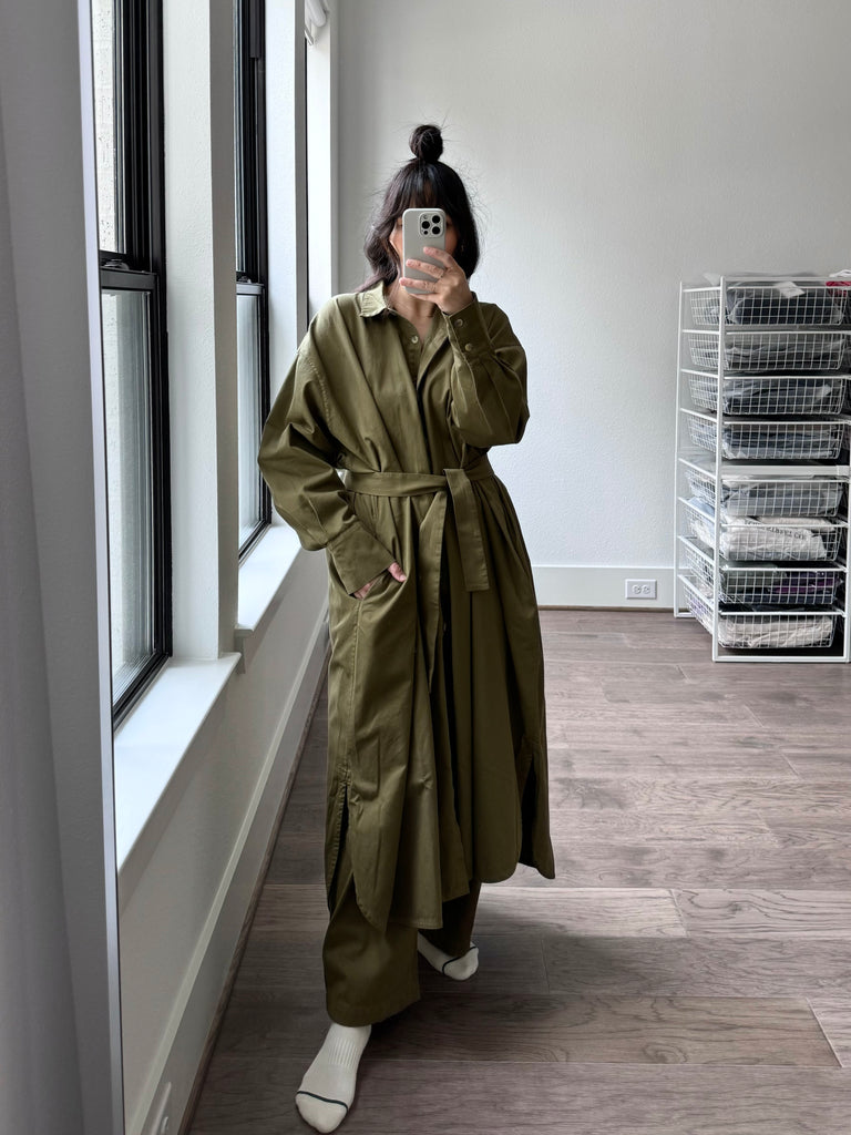 Kaftan Shirt Dress, Light Olive