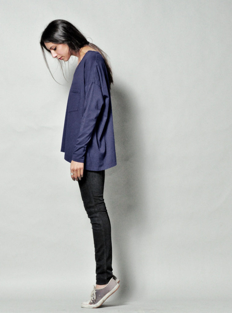 #62 Long Sleeve Tee, Indigo Wash